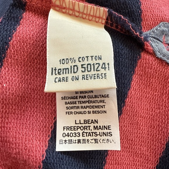LL Bean Coral & Navy Stripe Cotton Rugby Pullover Shirt Size XL Women's - Picture 6 of 8
